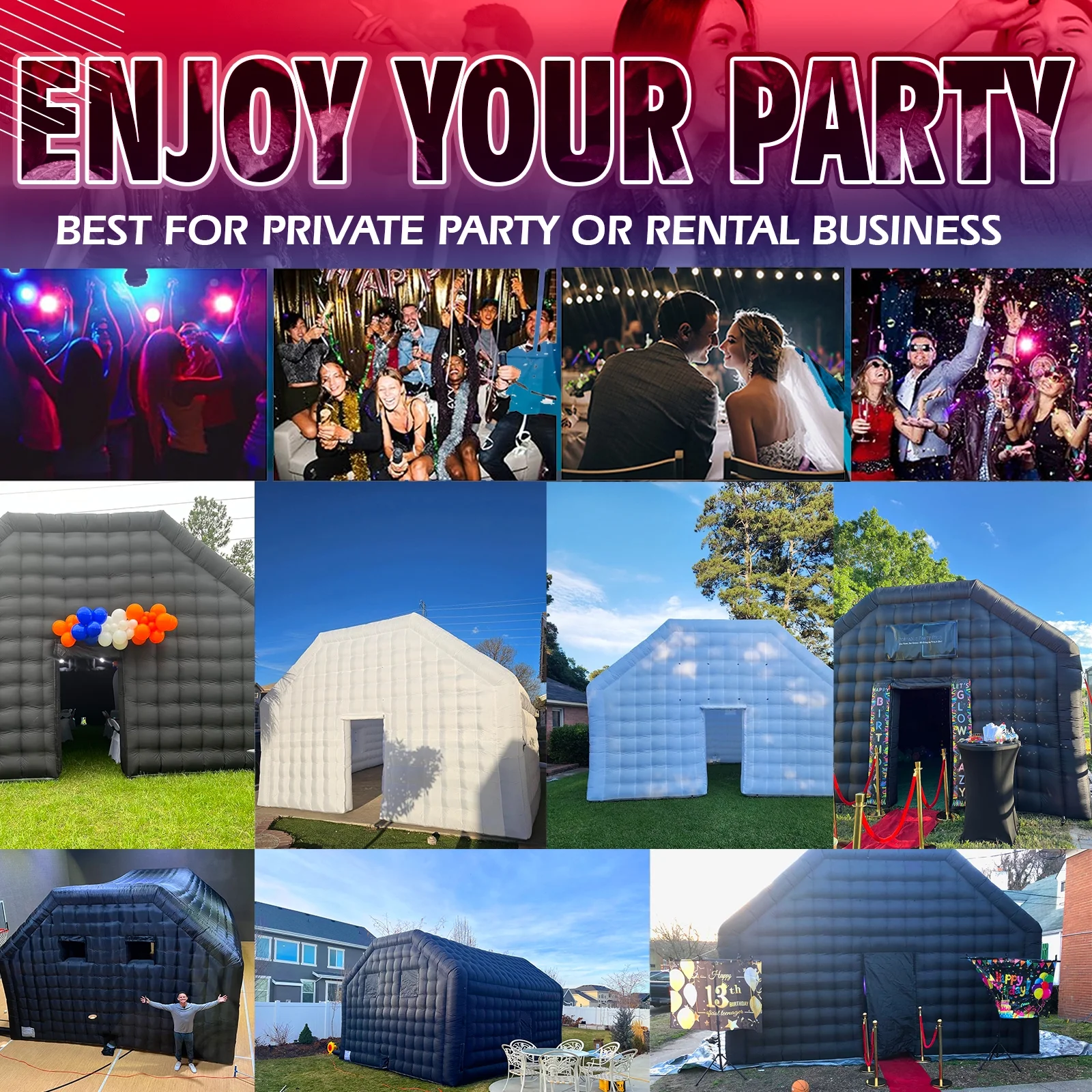 WARSUN 60 Person Large inflatable Party Tent with Disco Cube - Image 11