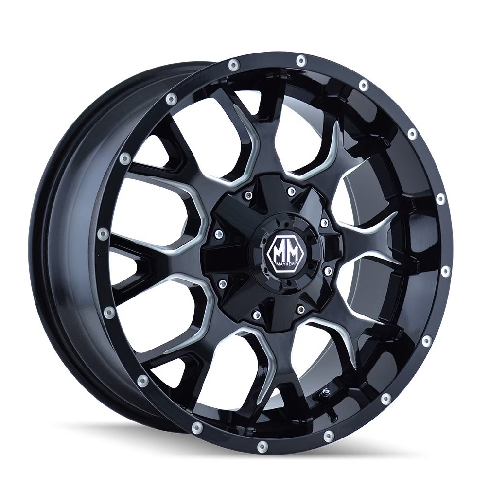 MAYHEM WARRIOR - 8015 20X9 8X180 18ET 124.1CB BLACK W/MILLED SPOKES