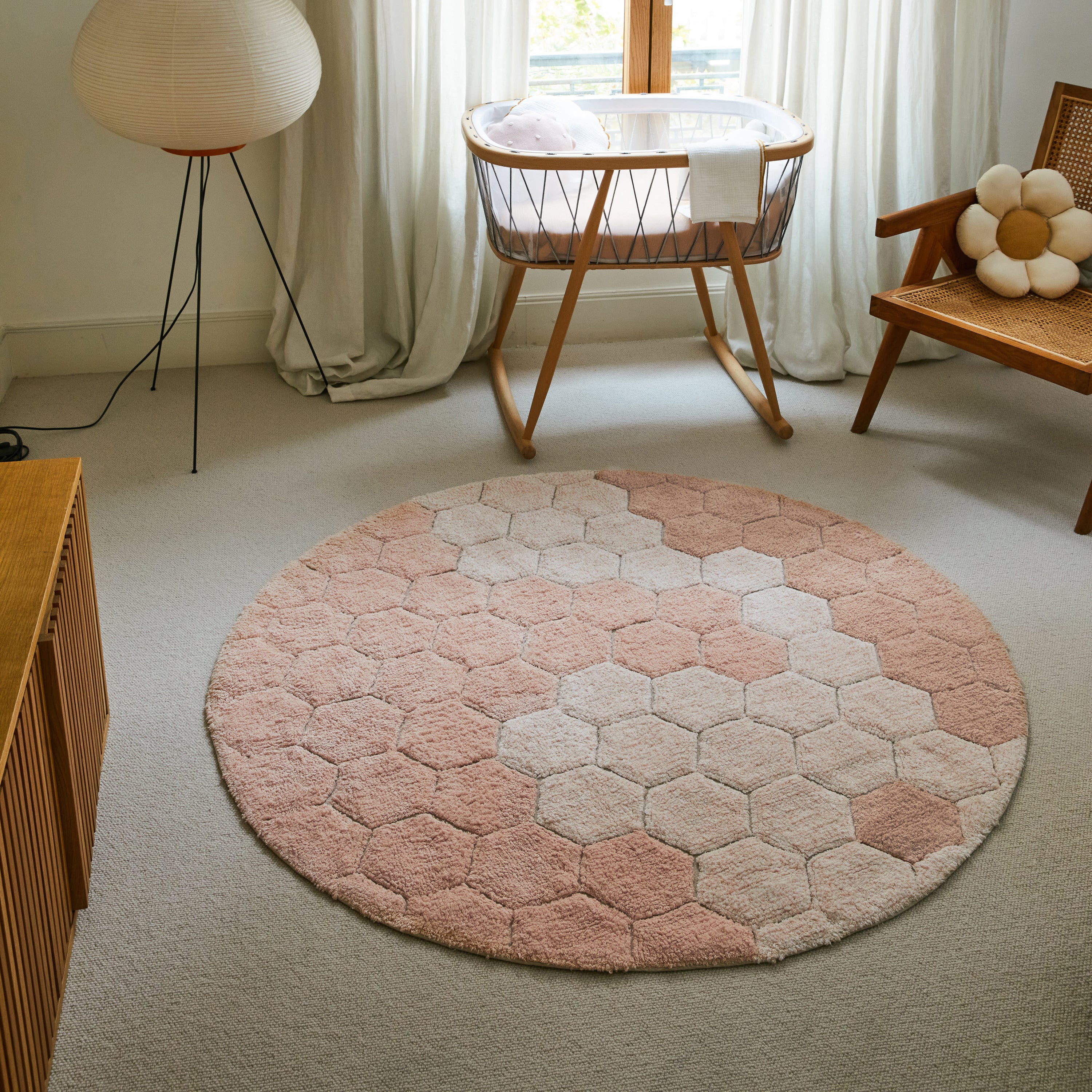 Lorena Canals Planet Bee Honingraat Vloerkleed Ø 140 cm - Roze