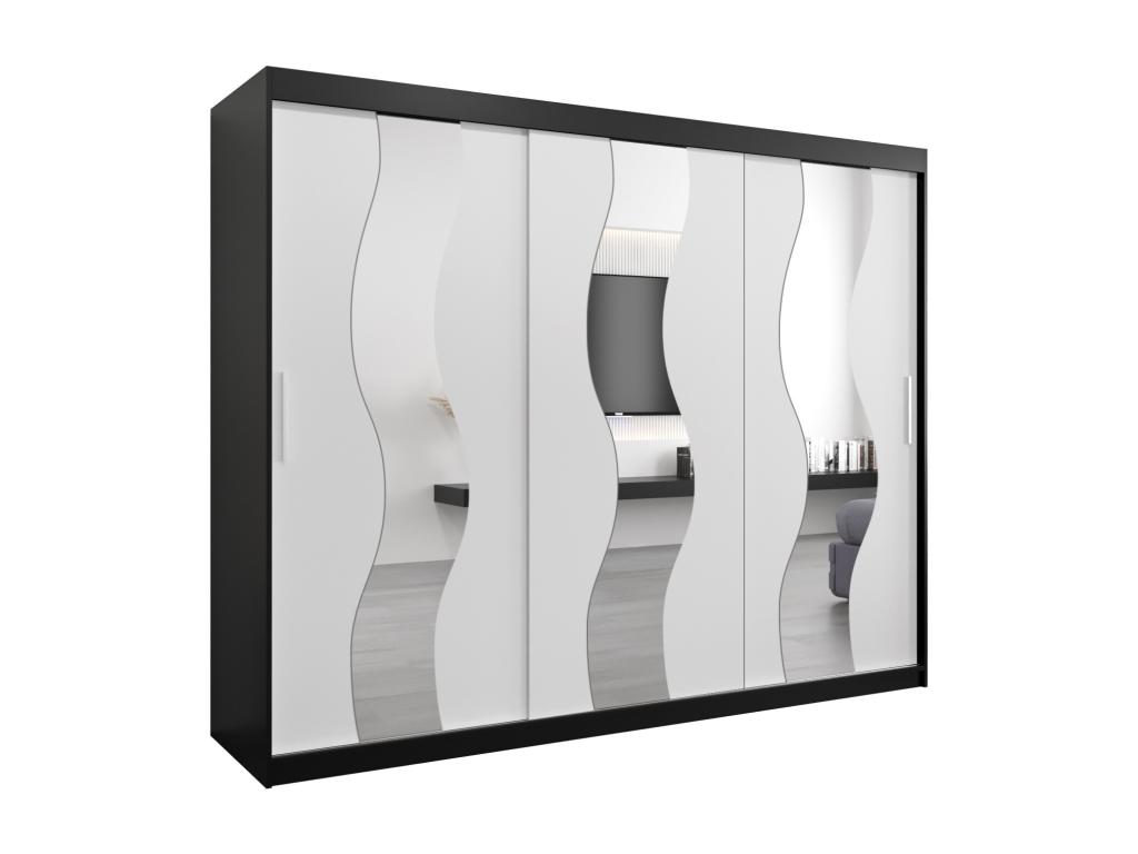Armario SEWILLA de puertas correderas 200/250/62 3 puertas (negro/blanco)