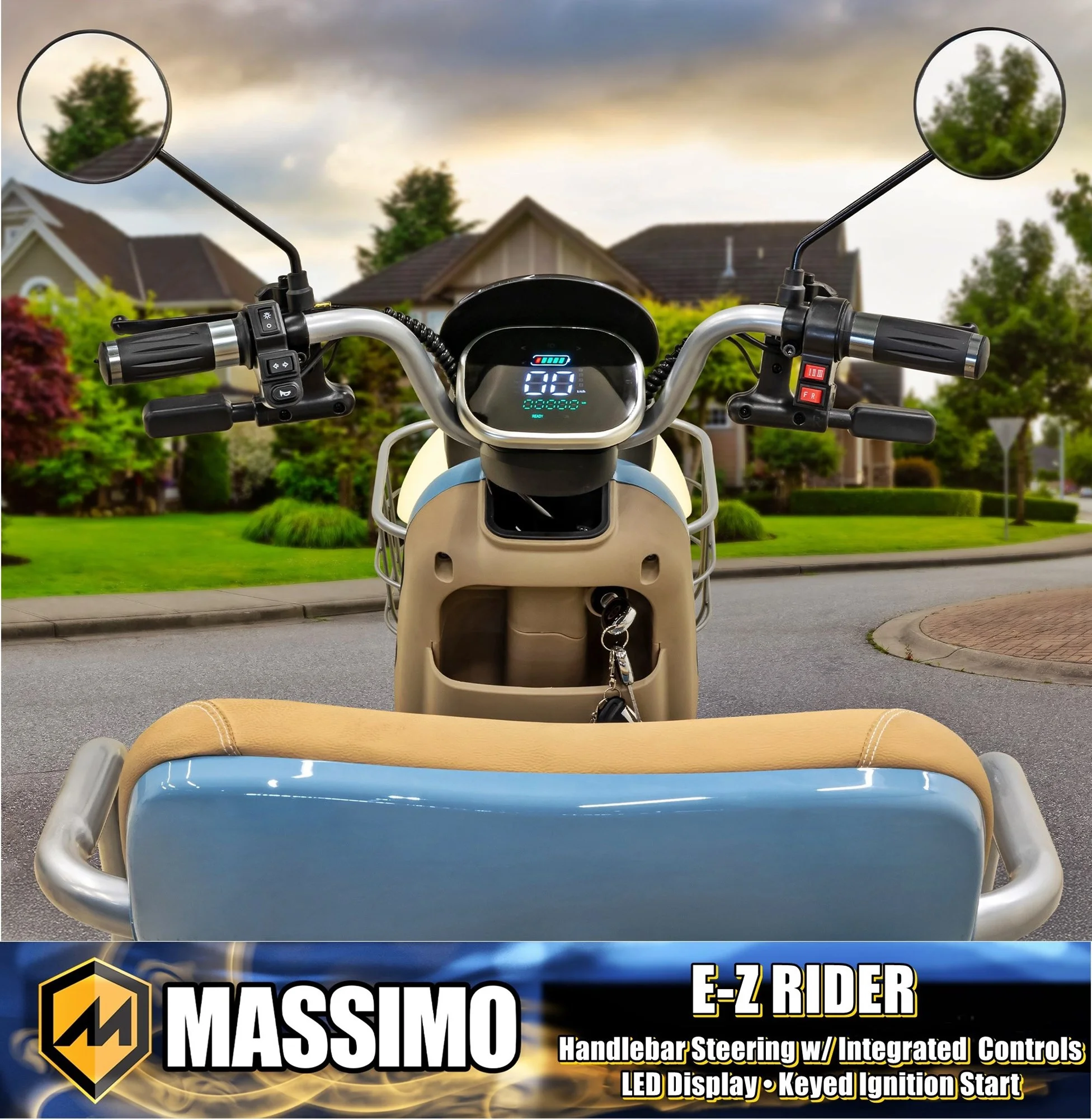 Massimo MGC E-Trike 3-Wheel Electric Cart – 17 MPH, 2-Seater Adult Scooter – Blue - Image 19
