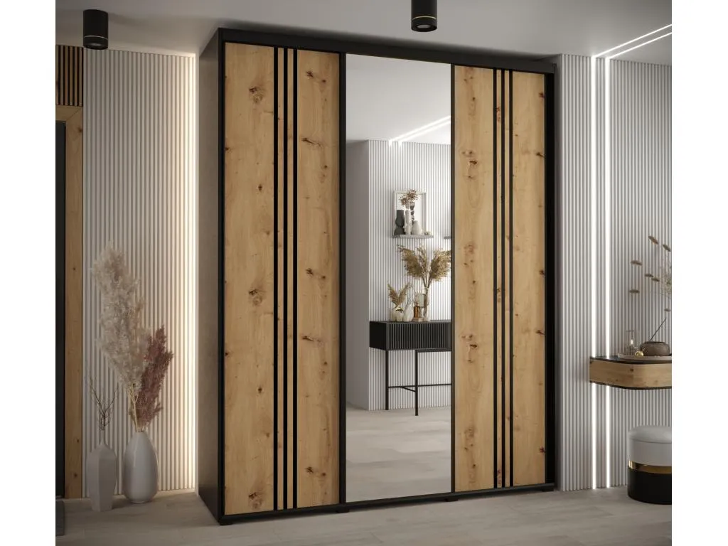 ARMARIO Decocasaes 7 DE PUERTAS CORREDERAS 235.2/200/45 3 puertas (Negro/Artisan/Negro) 20317kpeu