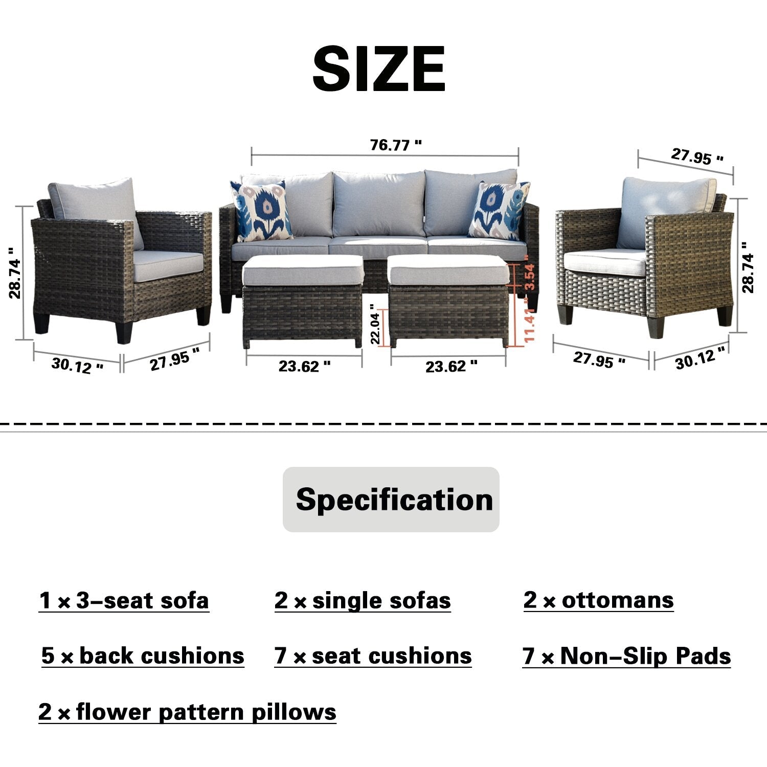 Dron Wicker/Rattan 5 - Person Seating Group with Cushions