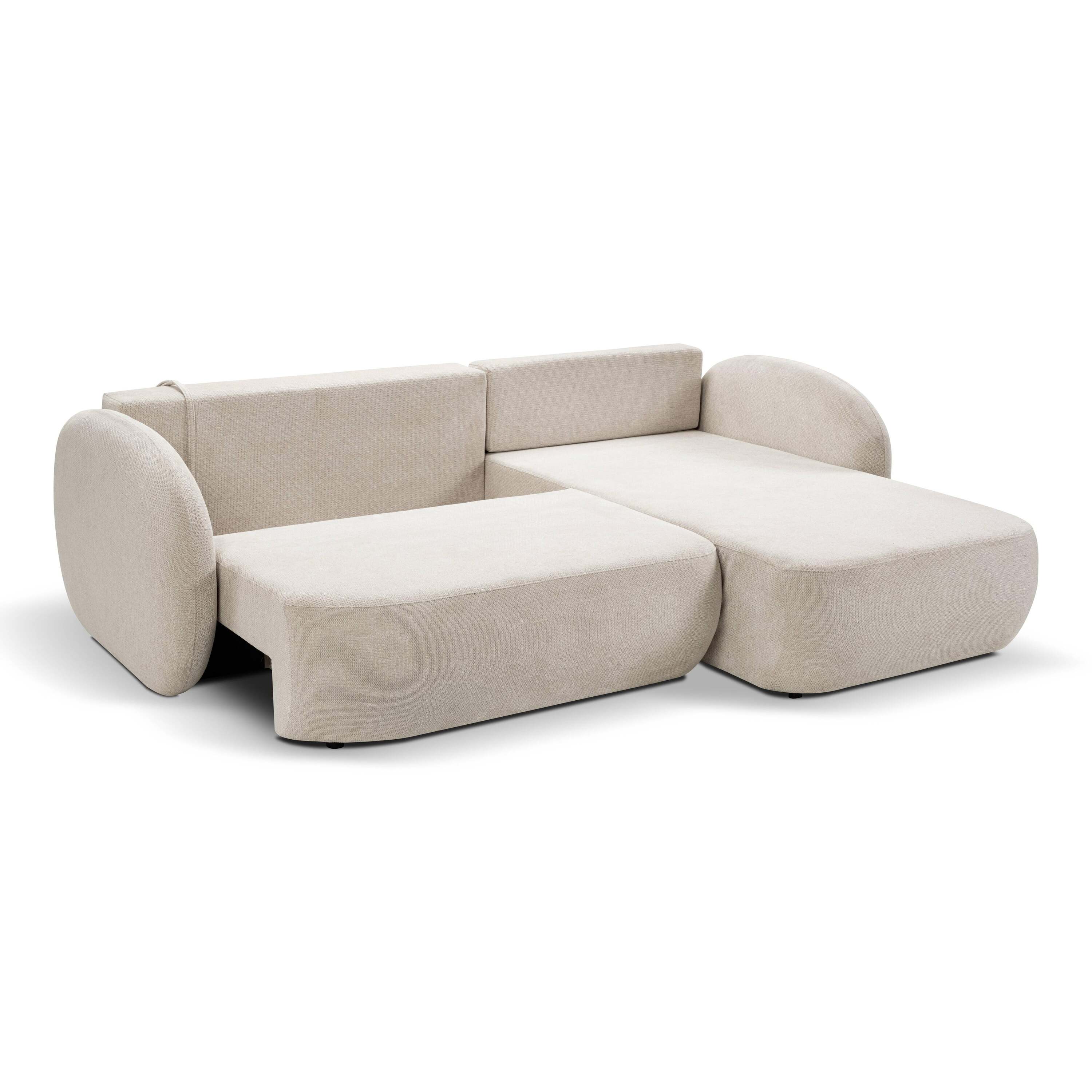 Blokker Orin Hoekbank Rechts met Slaapfunctie - Chenille - Beige