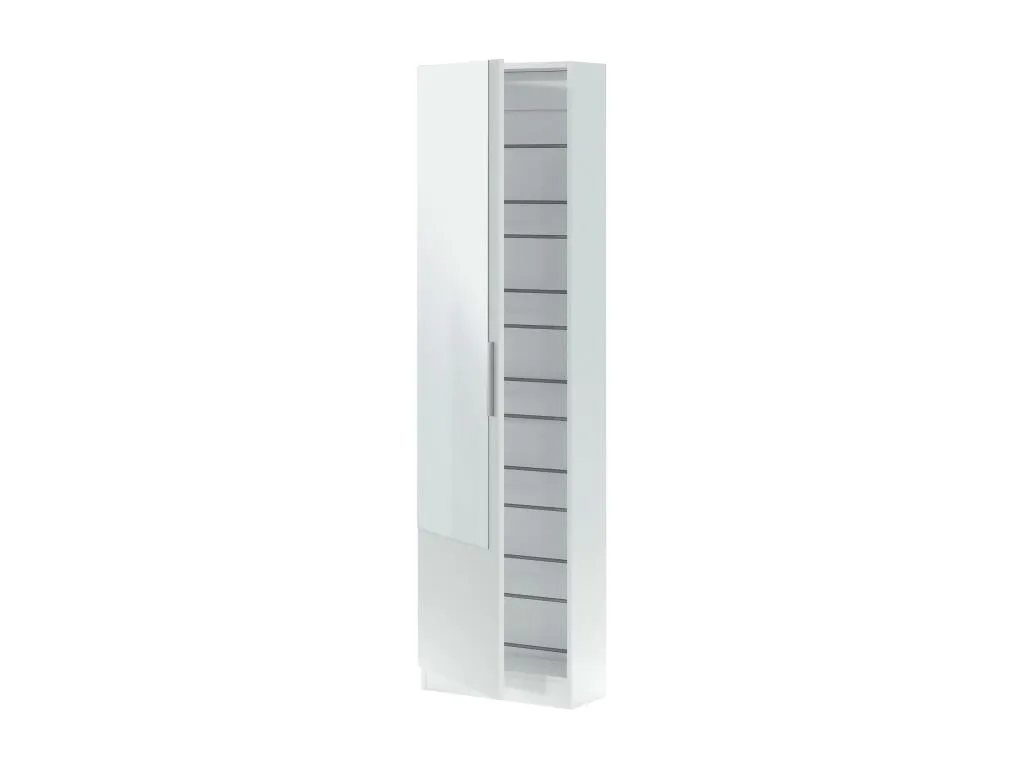 Mueble para zapatos Decocasaes Zapatero alto con 1 puerta zapatero moderno Armario de entrada con espejo 50x22h180 cm Blanco zevv43066