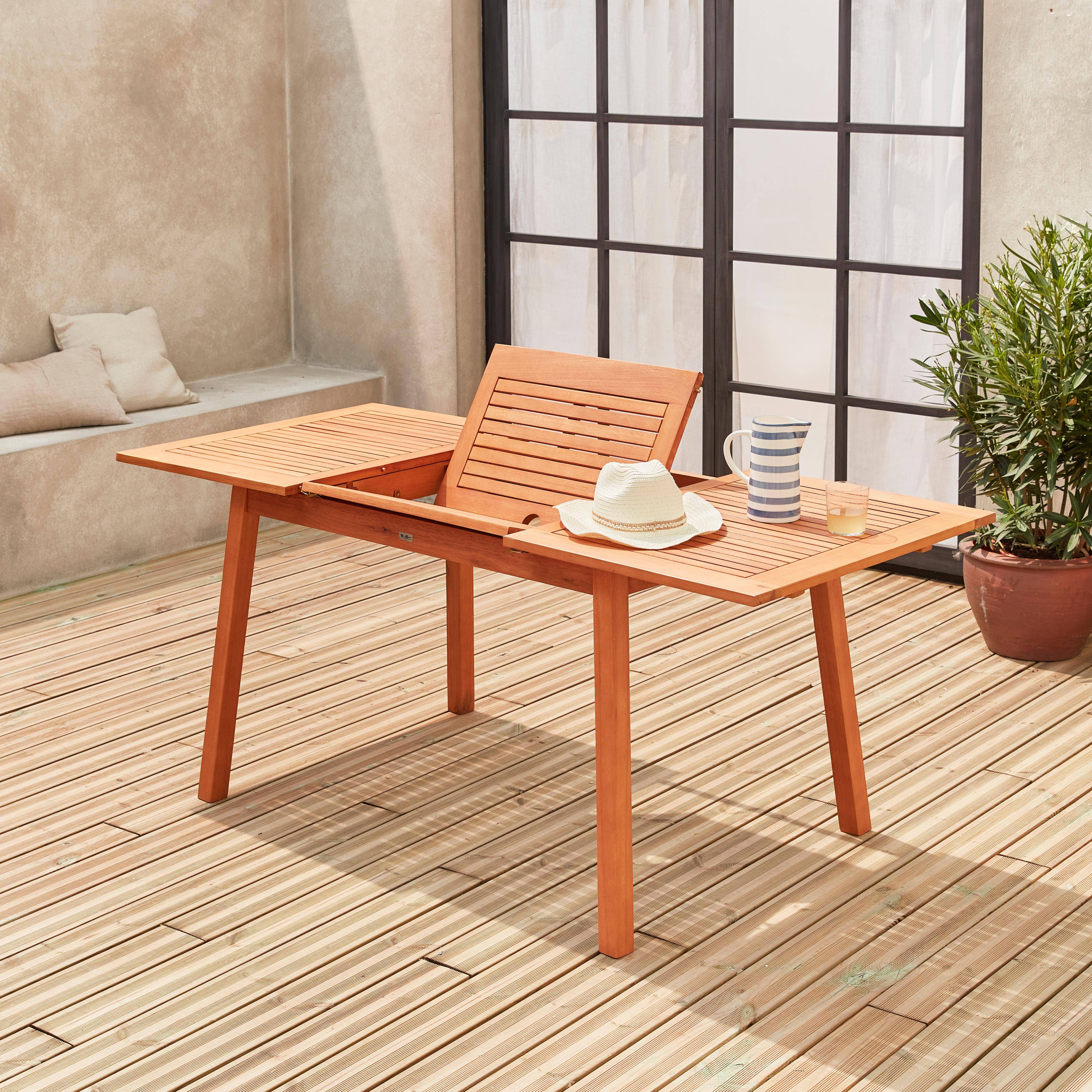 Almeria 180cm - Mesa de jardín de madera extensible de 6 a 8 plazas