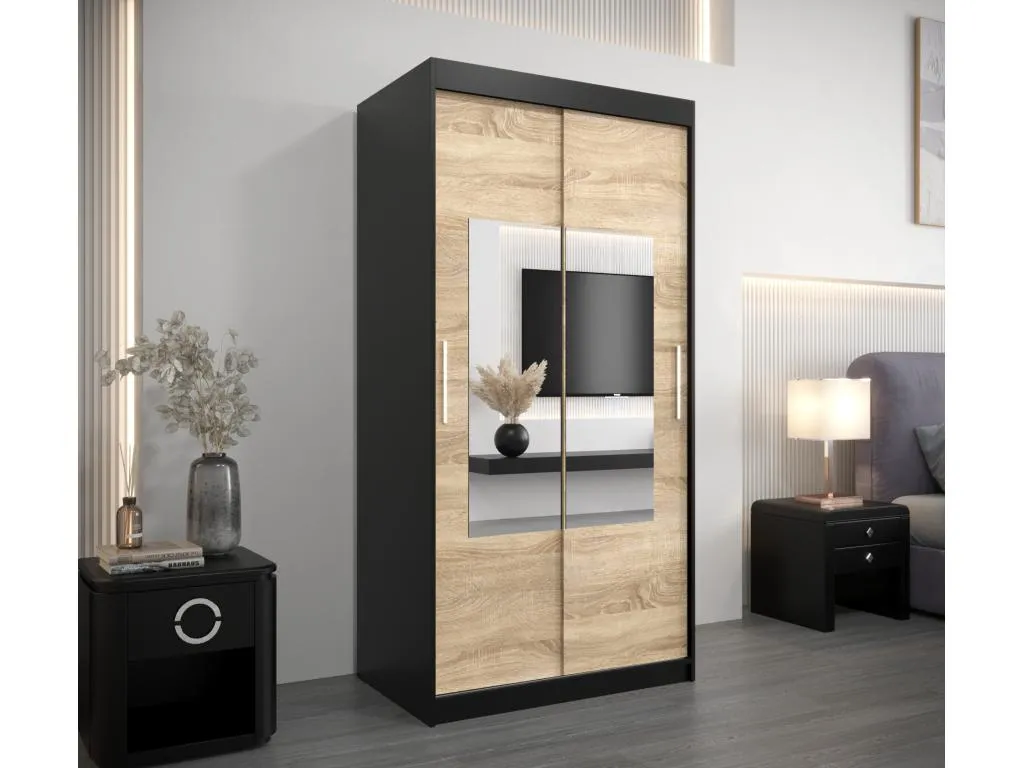 Armario Decoencanto de puertas correderas 200/100/62 2 puertas (negro/Decoencanto)
