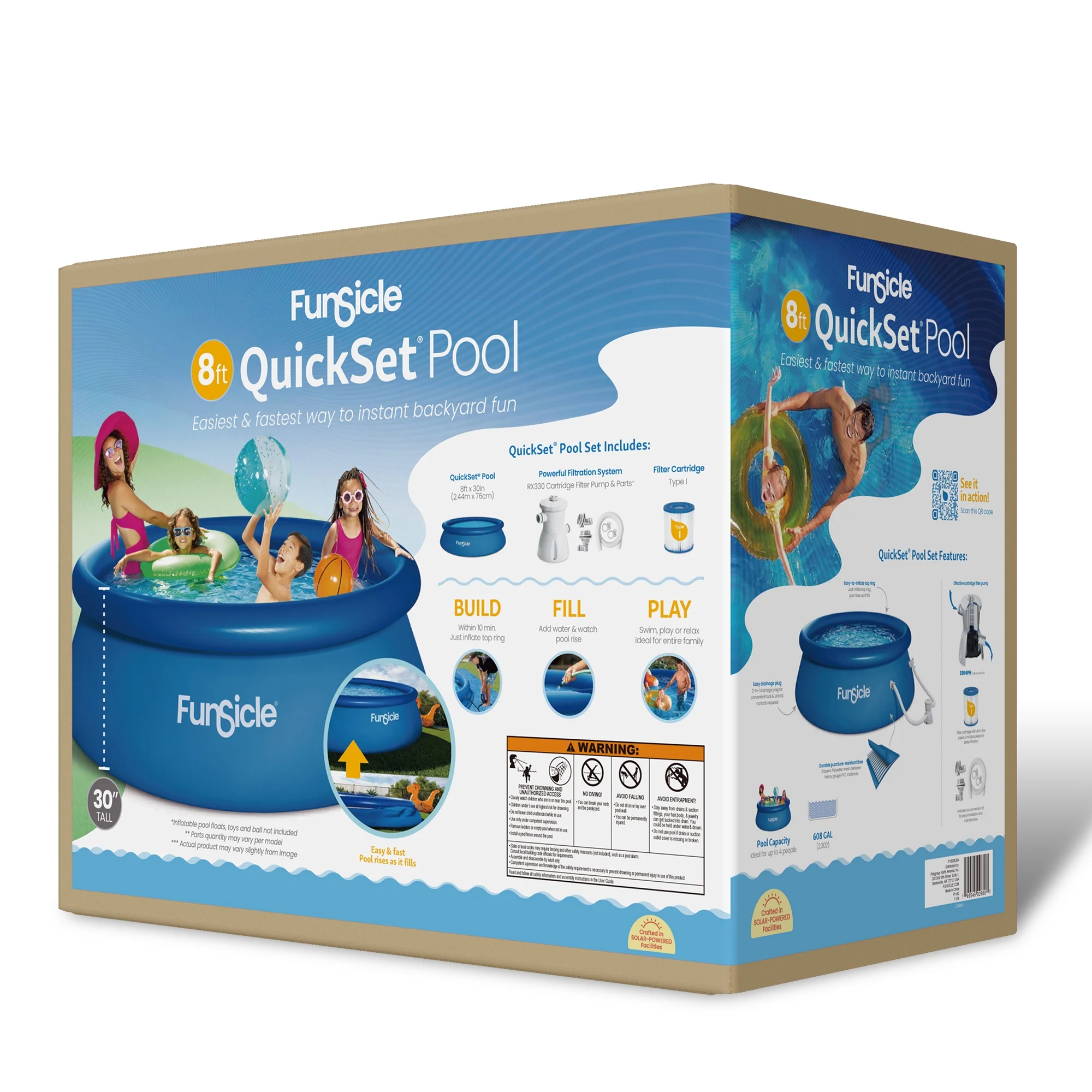 Funsicle 8 ft QuickSet Above Ground Swimming Pool, Round, Age 6 & up - Image 9