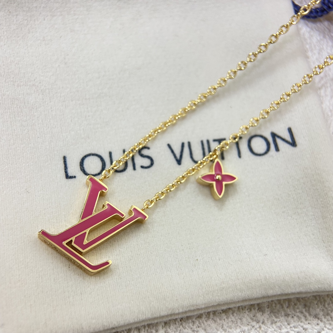 Louis Vuitton Pink LV Monogram Bracelet Necklace - Original Replica Club