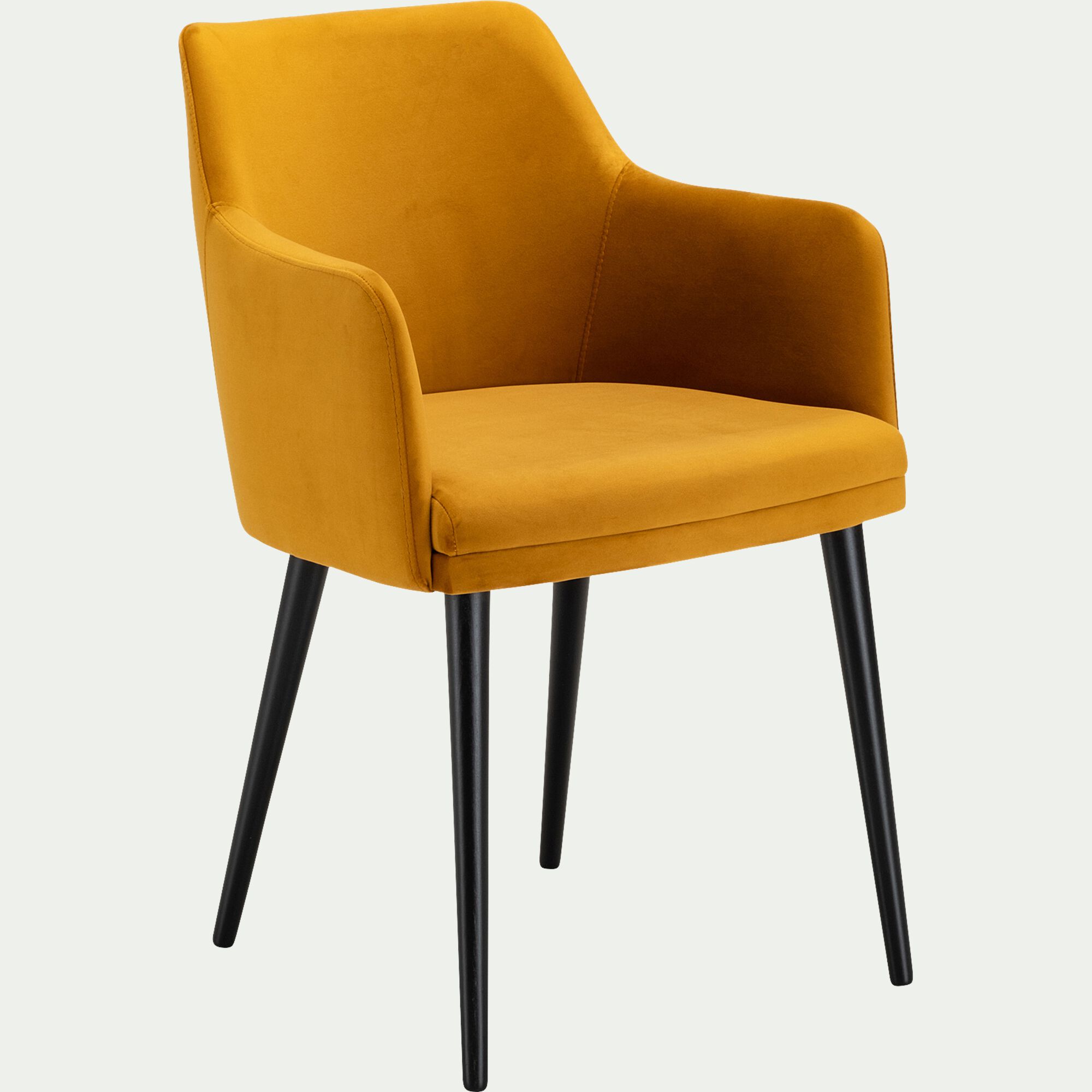 MANE - Chaise en tissu effet velours avec accoudoirs - jaune argan