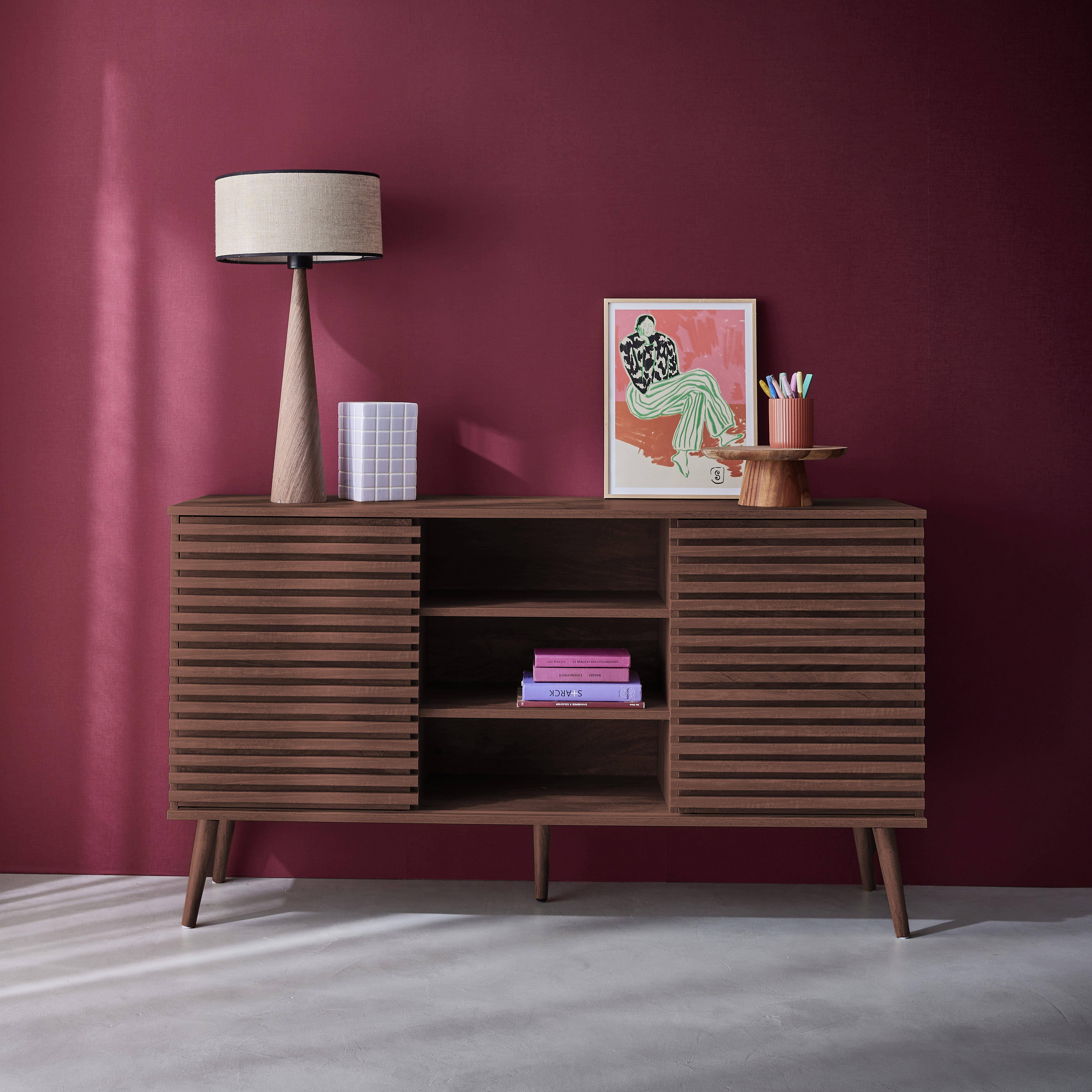 Madere - Aparador escandinavo de madera con 2 puertas, 140cm