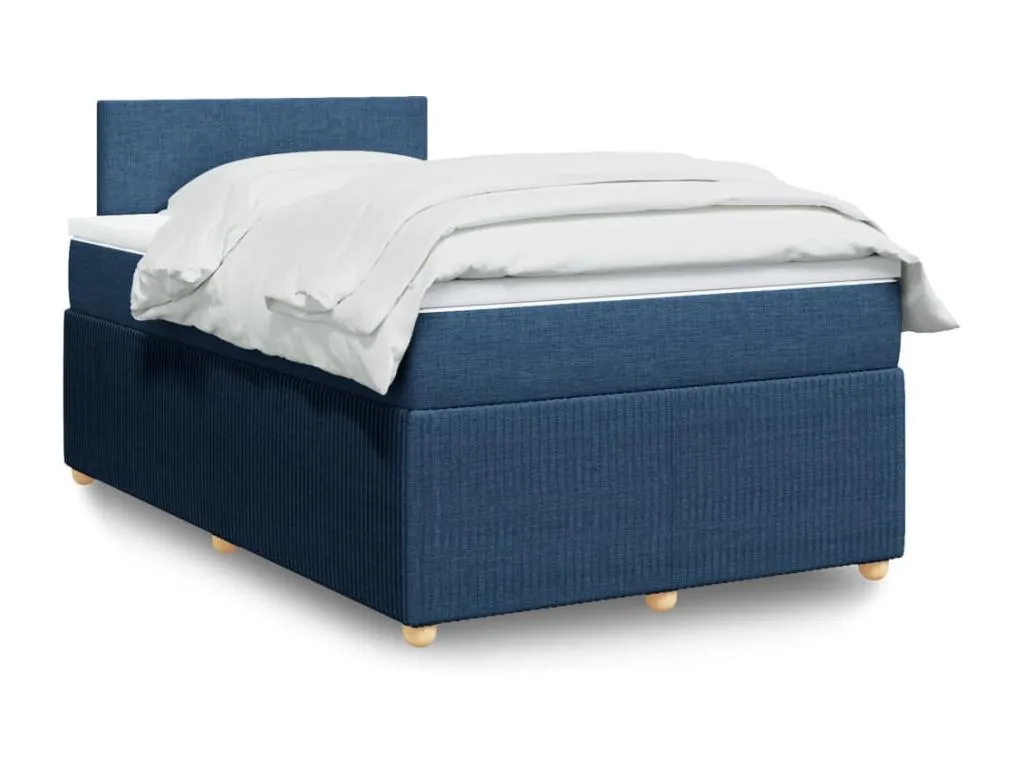 Cama box spring con colchón tela azul 120x200 cm cea3522220