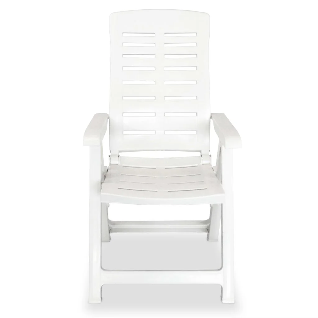 vidaXL Reclining Patio Chairs Outdoor Stack Dining Chair with Armrest Plastic - Image 39