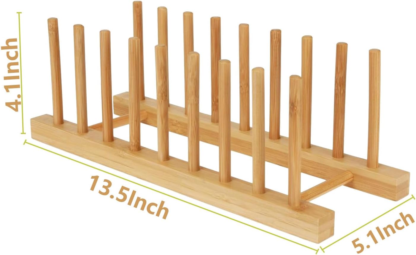 Bamboo Wooden Dish Racks for Kitchen Counter, Plate Organizer for Cabinet Stand Drainer Storage Holder Organizer for Dish, Pots, Lids, Bowls, Cups, and Cutting Boards and Books