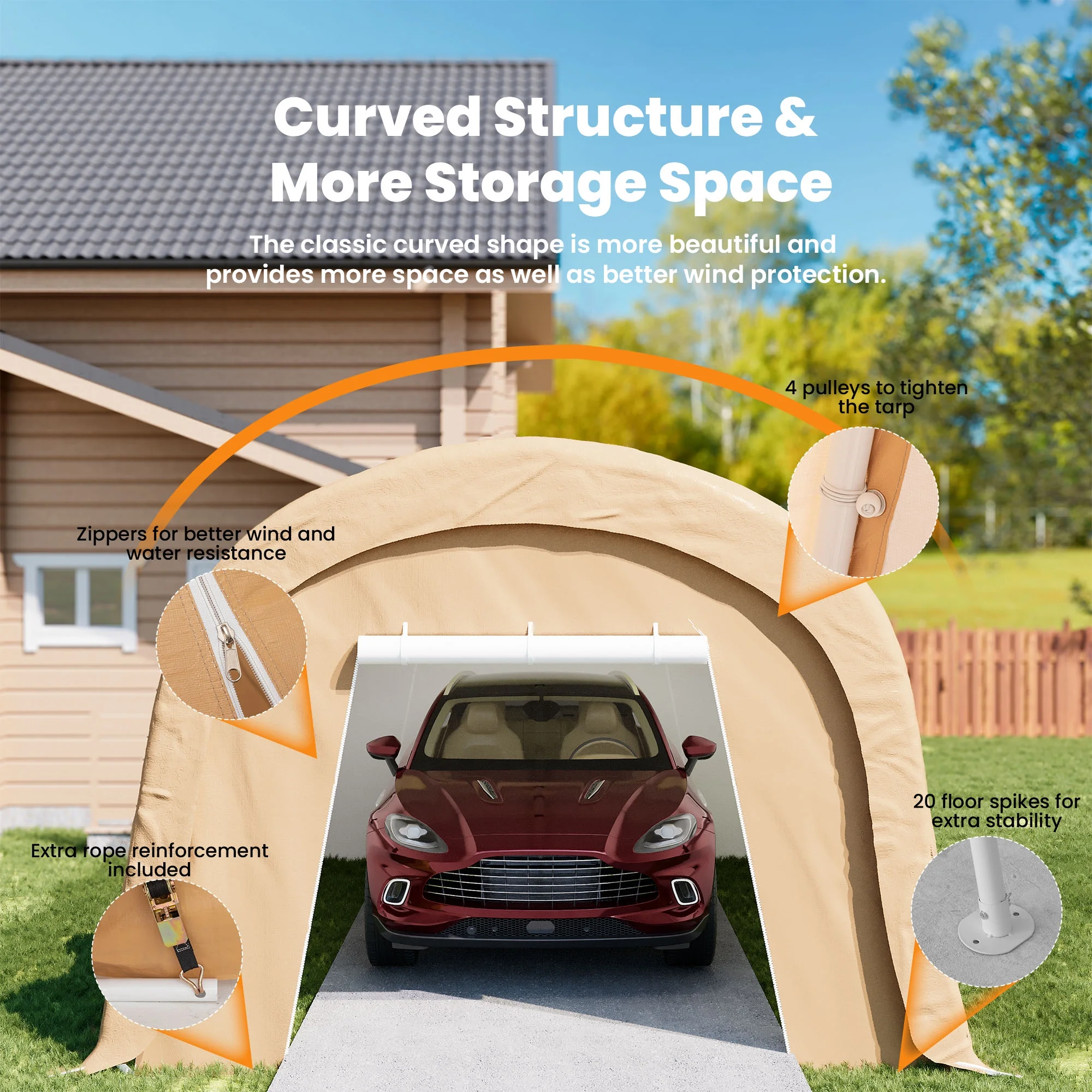 COSIEST 10'x20'Heavy Duty Carport ,Portable Outdoor Canopy Garage with Waterproof PE Roof and Steel Frame - Image 6