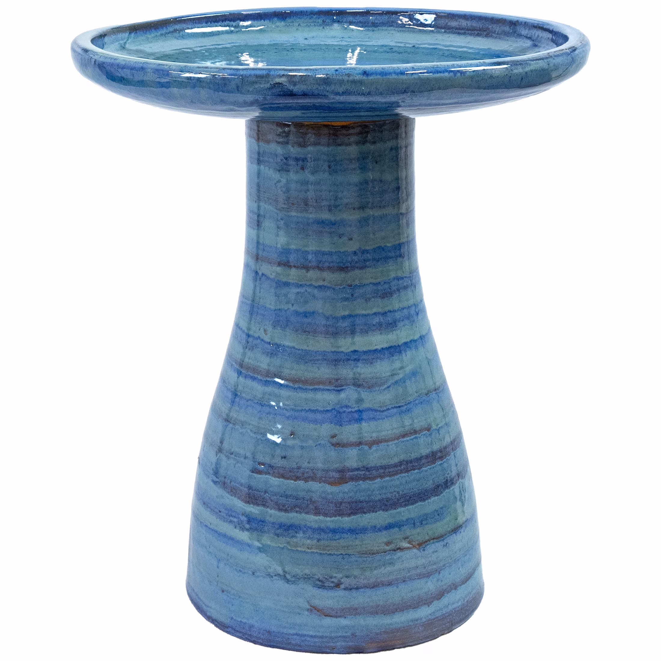 Sunnydaze Freestanding Ceramic Outdoor Bird Bath, Glazed, UV-Resistant Galaxy Blue Finish - Image 3
