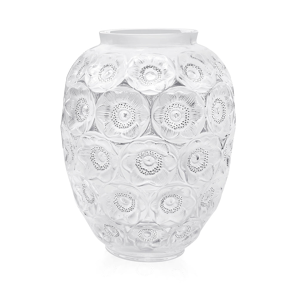 VASE ANÉMONES GRAND MODÈLE - CRISTAL INCOLORE ÉMAILLÉ NOIR