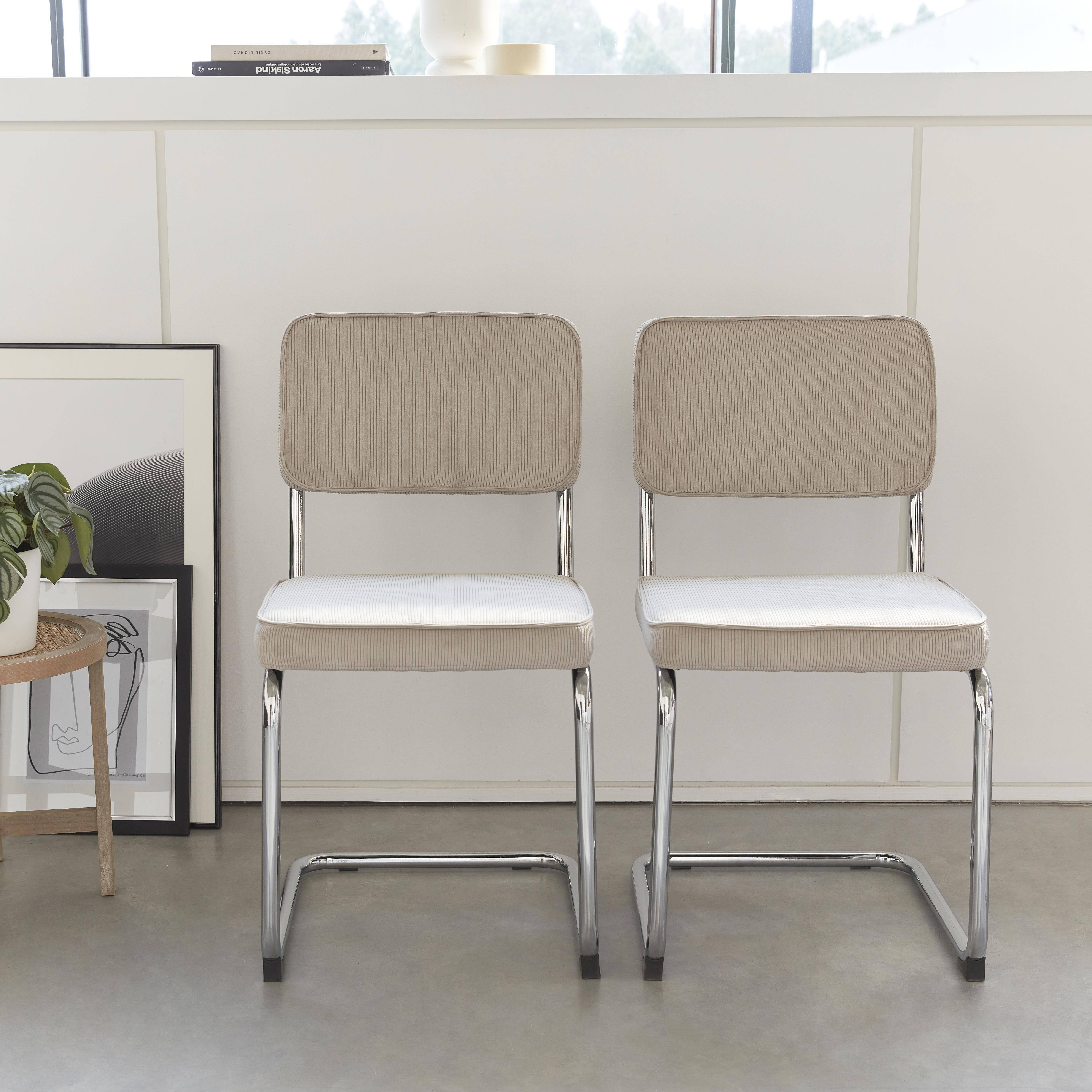 Maja - Silla cantilever de pana, set de 2