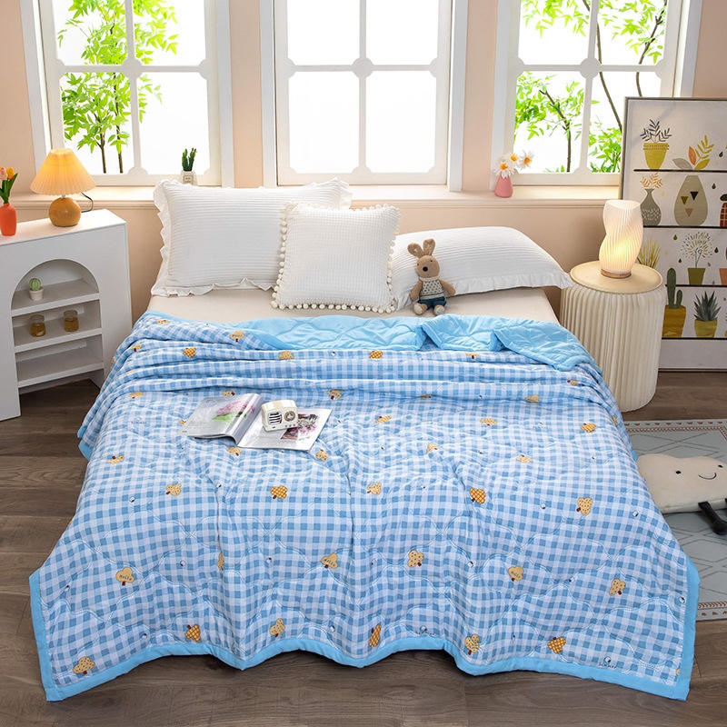 Washed Cotton Summer Quilt Cartoon Printed Breathable Soft Thin Air Condition Quilt