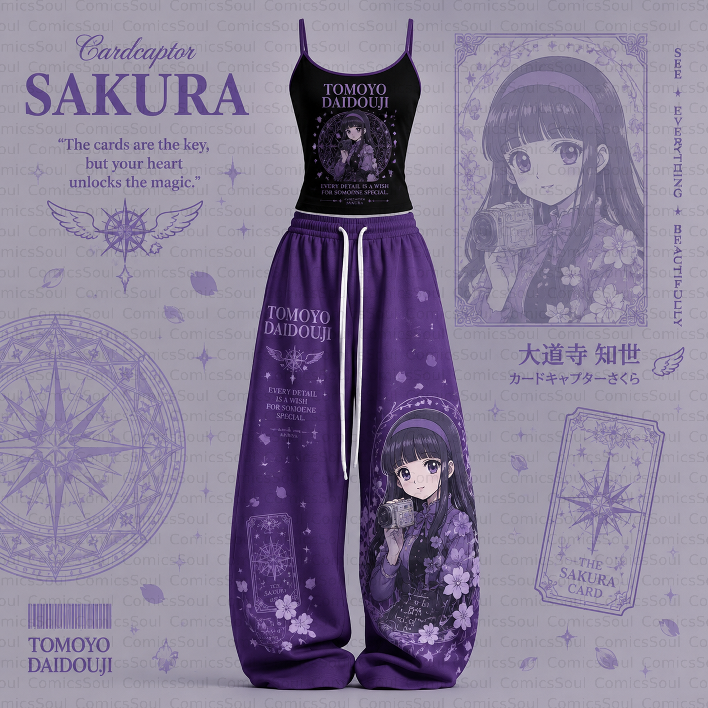Cardcaptor Sakura Top & Elasticated Trousers Two-Piece Set TeeThreads Sustain the Scene with Custom Apparel