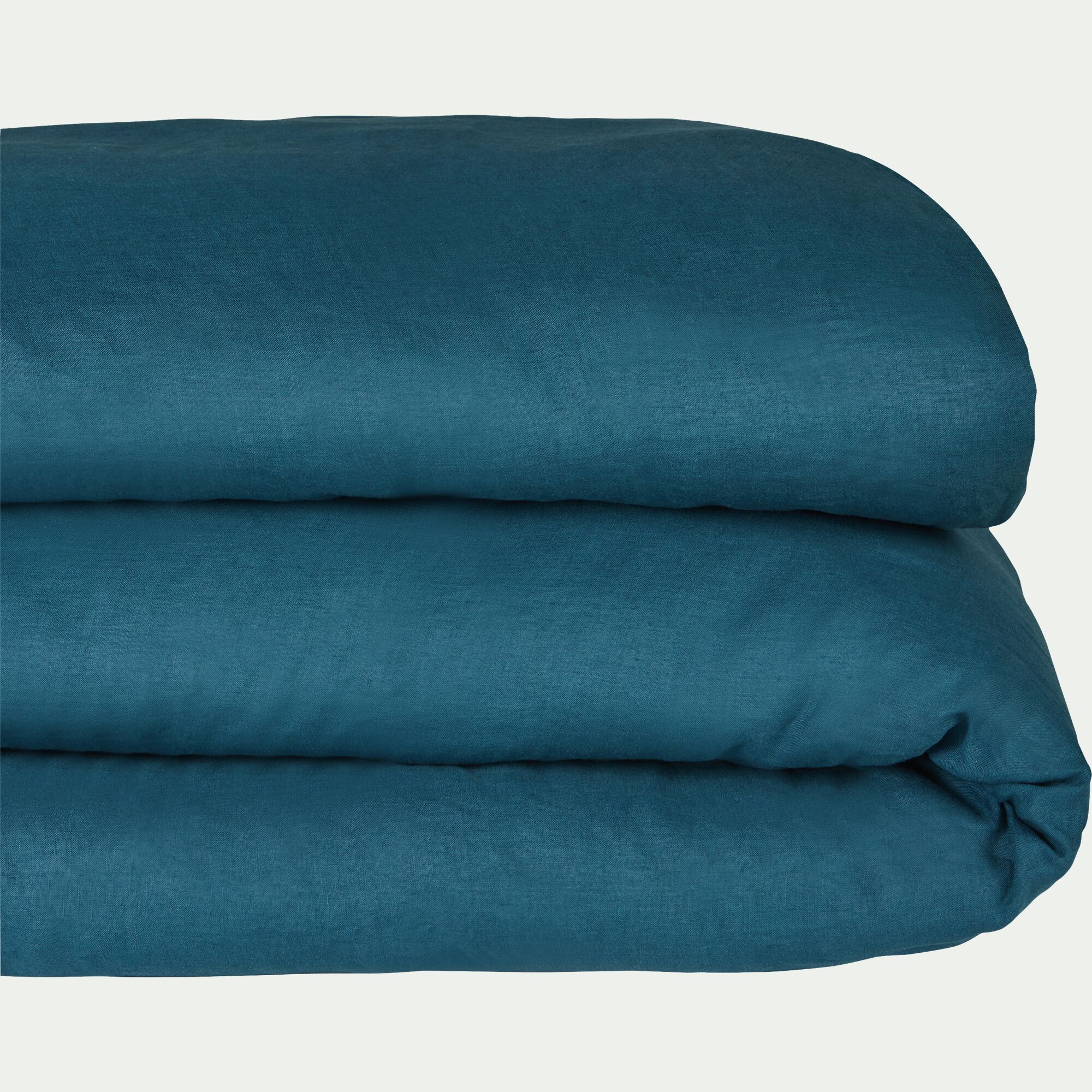 VENCE - Linge de lit uni en lin lavé - bleu figuerolles