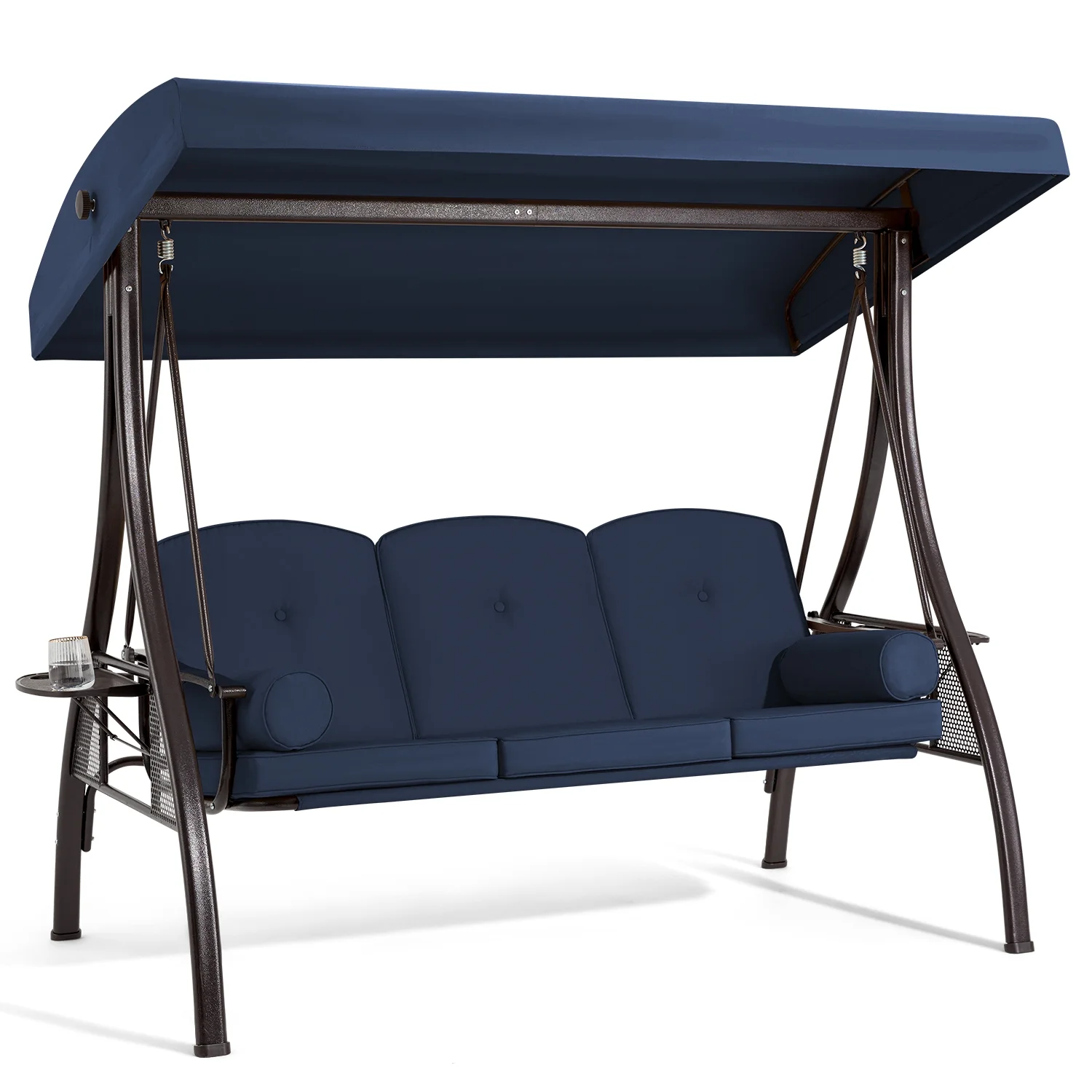 Homrest 3 Person Patio Outdoor Porch Swing with Adjustable Canopy, Backrest, Swing Bed with Stand for Garden,Deck - Image 29
