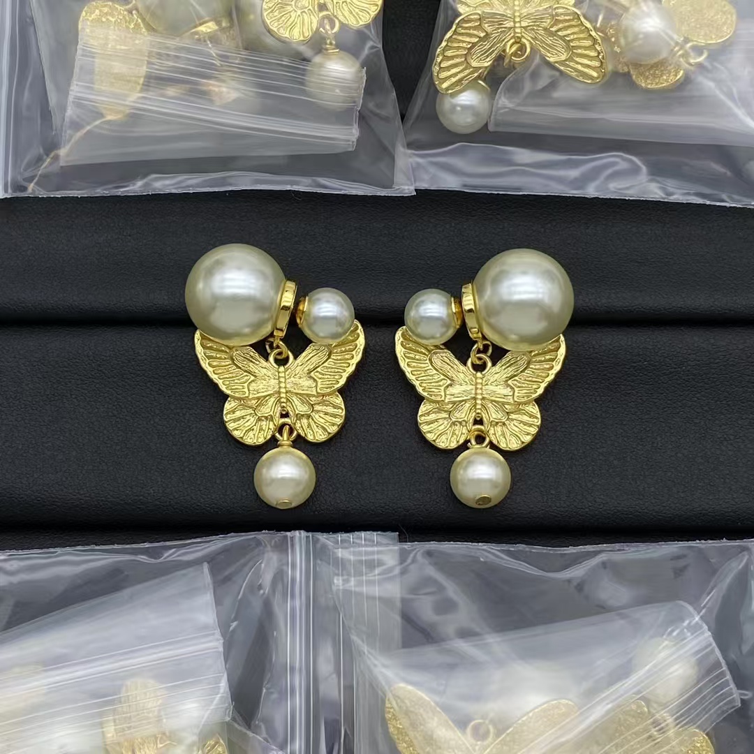 Dior Butterfly with Pearl Earrings - Original Replica Club