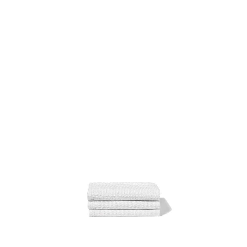 Serviette de bain invité en lin - Nid d'abeille - Blanc Optique