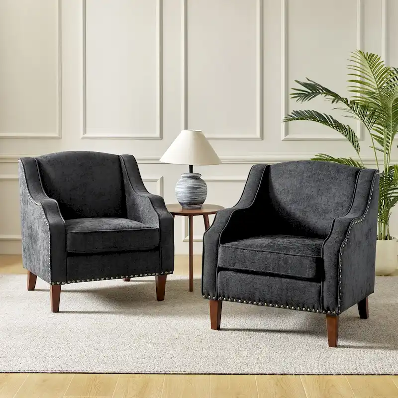 Set of 2 Lucretius Armchairs with Nailhead Trim by HULALA HOME