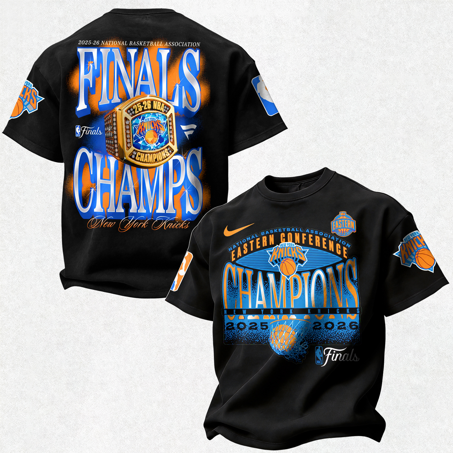 New York Basketball 2025 2026 Retro Ring Printed Unisex Oversized T-shirt