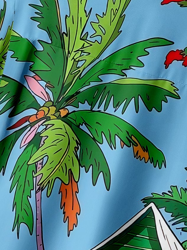 Christmas Bigfoot Chest Pocket Short Sleeve Casual Shirt