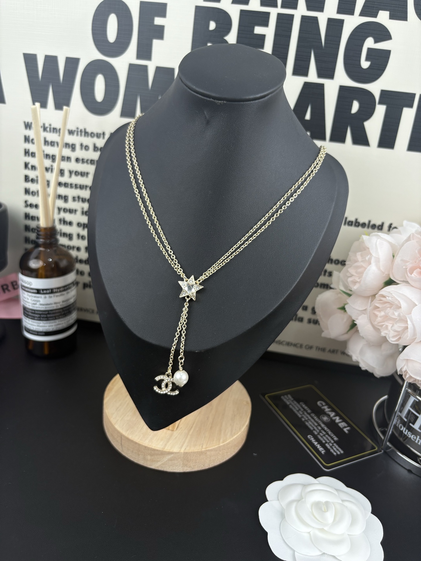 Two Layers Chanel Star with CC and Pearl Tassel Necklace - Original Replica Club