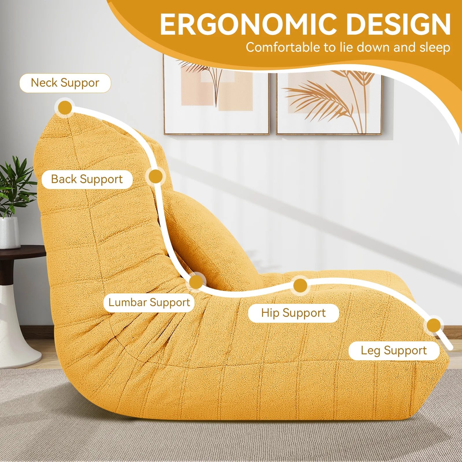VFD Bean Bag Chairs for Adults, Beanbag Chair with Ottoman Lounge Sofa Memory Foam Comfy Reading Chair for Bedroom & Living Room, Lazy Floor Sofa Couch - Image 26