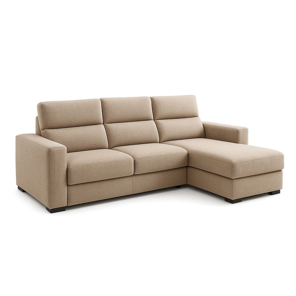 Sofá Seccional 3 Plazas Tela Beige Rectangular