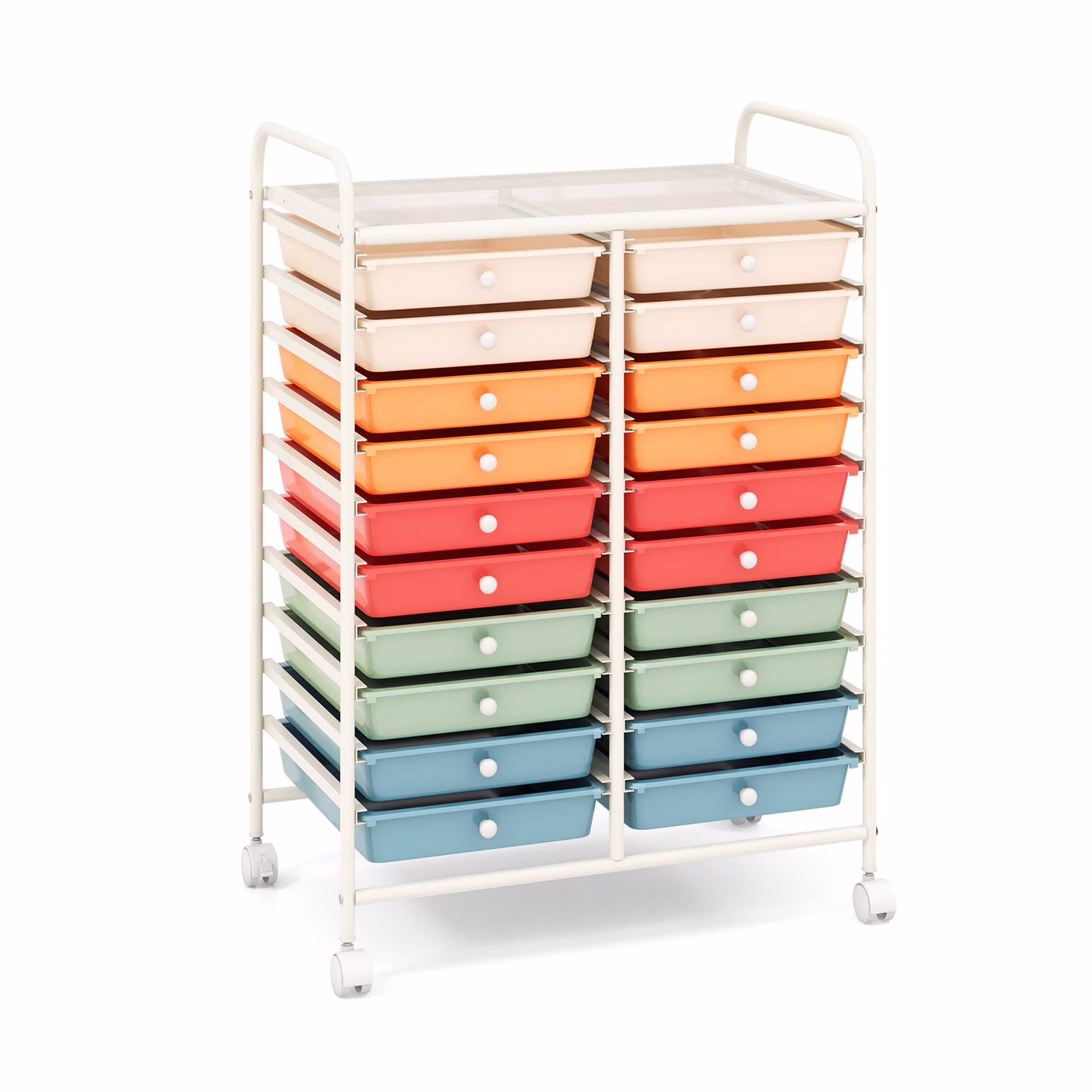 Costway 20 Drawer Rolling Storage Cart Tools Scrapbook Paper Office School Organizer Yellow - Image 3