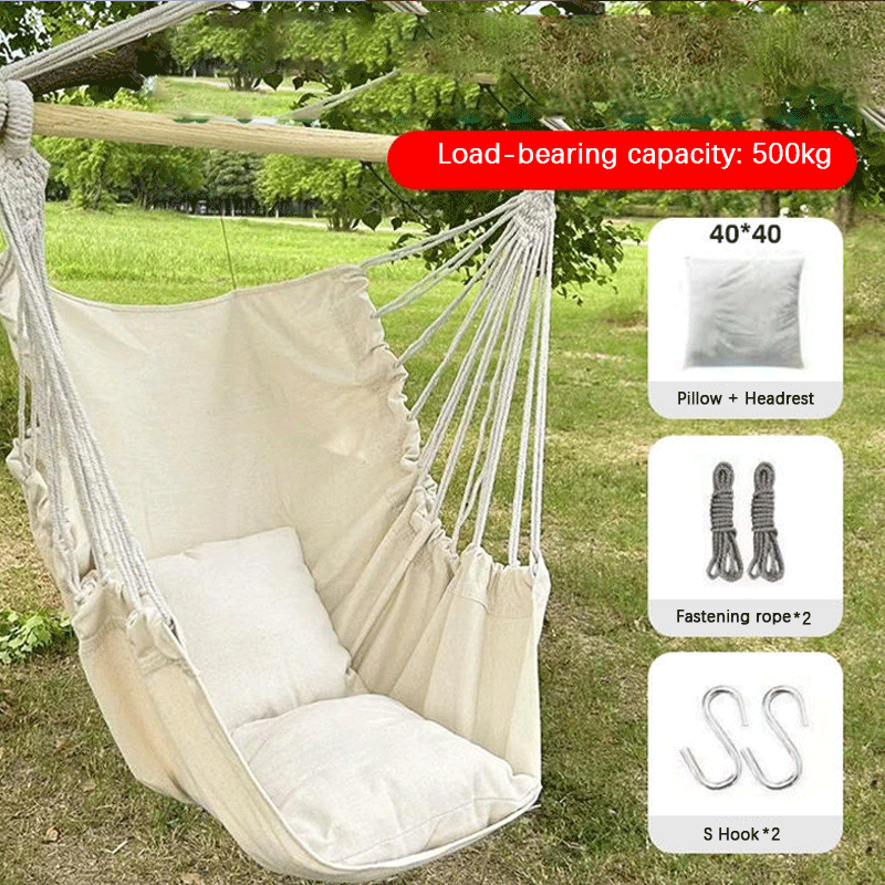 Outdoor Leisure Swing Chair Hammock Hanging Folding Indoor Kids Play Cotton Chair Hammock With Cushion