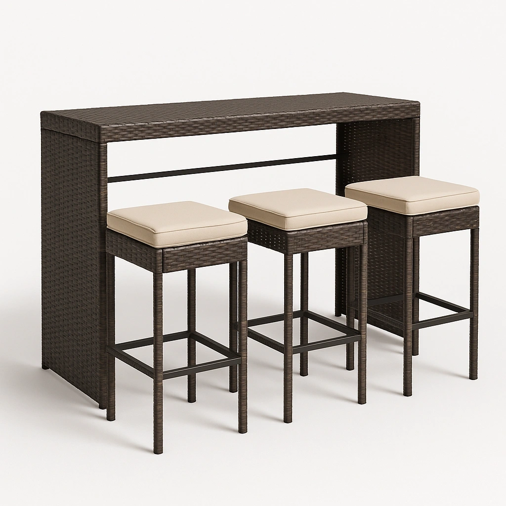 ConjuntosdeBar mesa y taburetes 4 piezas marrón resina trenzada exterior jardín - AXOgOZi510ZB