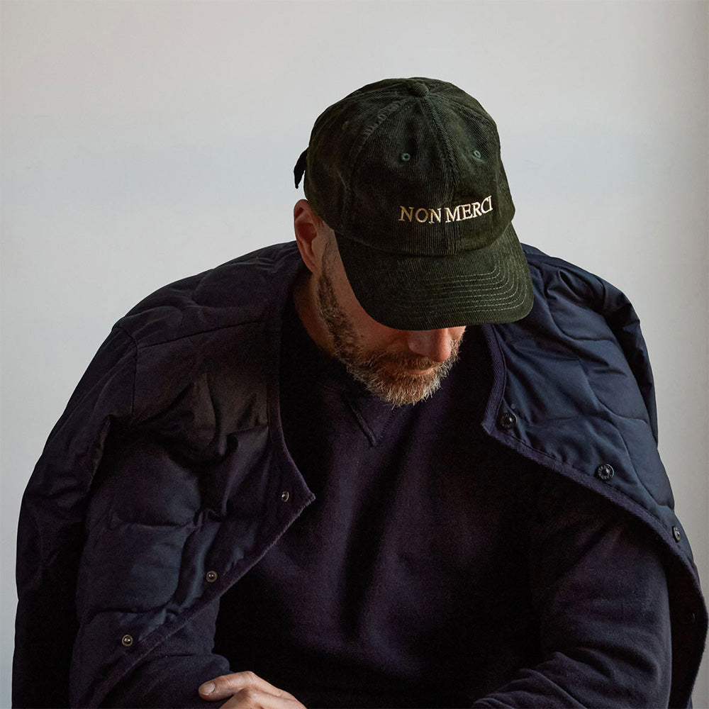 Casquette unisexe brodée Non Merci - Velours Vert