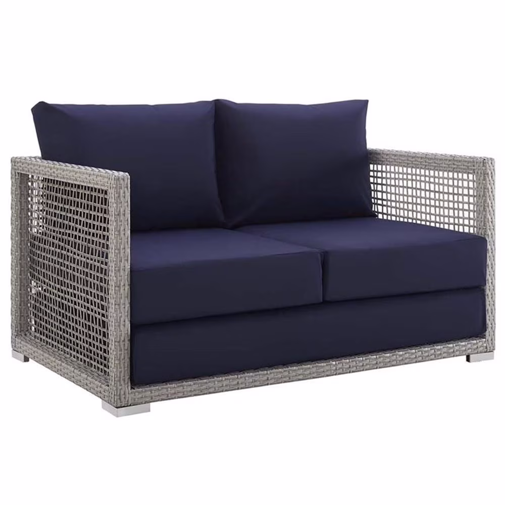 Afuera Living Wicker Patio Loveseat in Gray