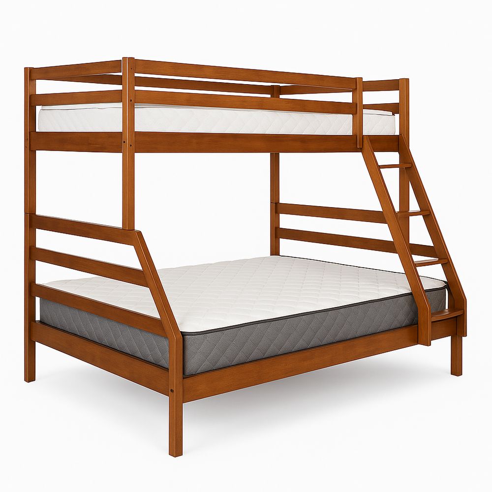 Cama litera de madera escalera,diseño contemporáneo,doble tamaño,ideal para habitaciones infantiles,marrón