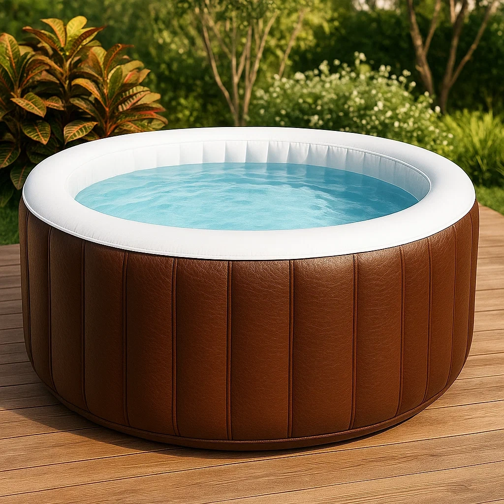 Spas hinchables, 150x150x71 cm, 4 personas, redondo, color marrón/blanco EIUQfVX318Dx