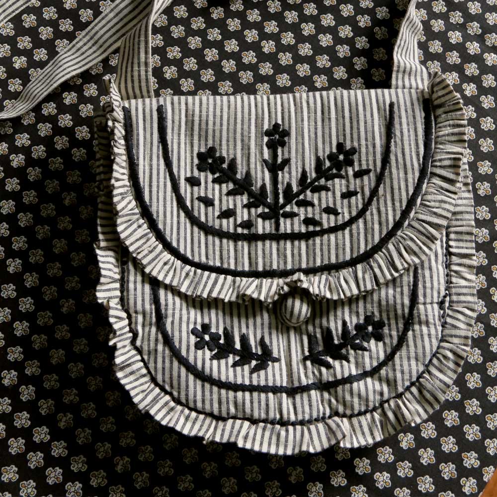 Suranné - Sac avec pince - Noir Rayures