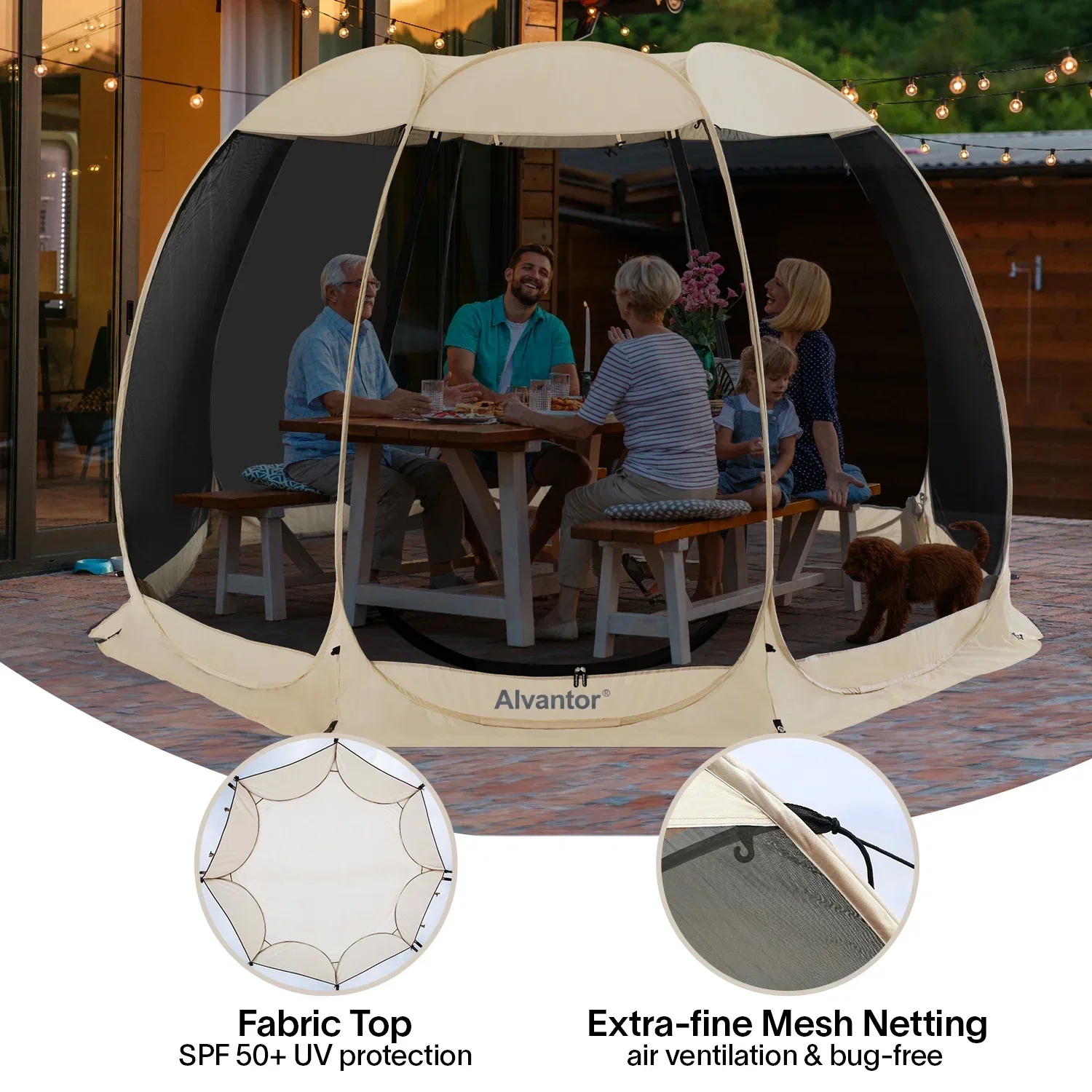 Alvantor Screen House Camping Instant Canopy 12 ft x 12 ft - Beige - Image 5 Alvantor Screen House Camping Instant Canopy 12 ft x 12 ft - Beige - Image 5