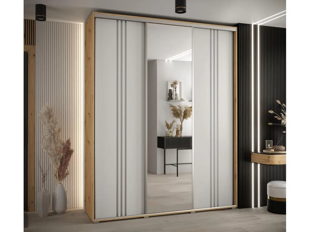 ARMARIO Mueblestop 7 DE PUERTAS CORREDERAS 235.2/200/60 3 puertas (Artisan/Blanco/Plata) 50292ADRQ