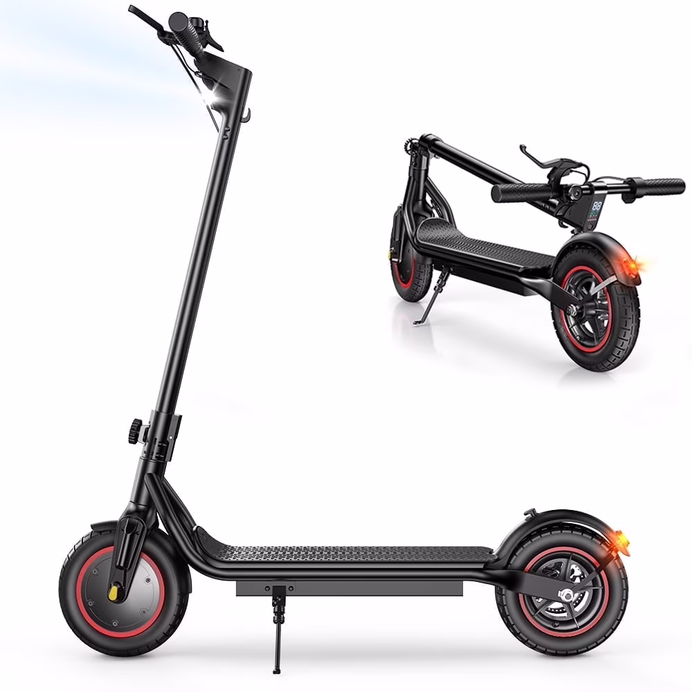 Iscooter Electric Scooter Adult, 350W Motor, 21 Miles Long Range, 19 Mph 8.5" Pneumatic Tire Folding Commuter Electric Scooter for Adults Teens, Superior Performance Smart App Dual Braking(Gray)