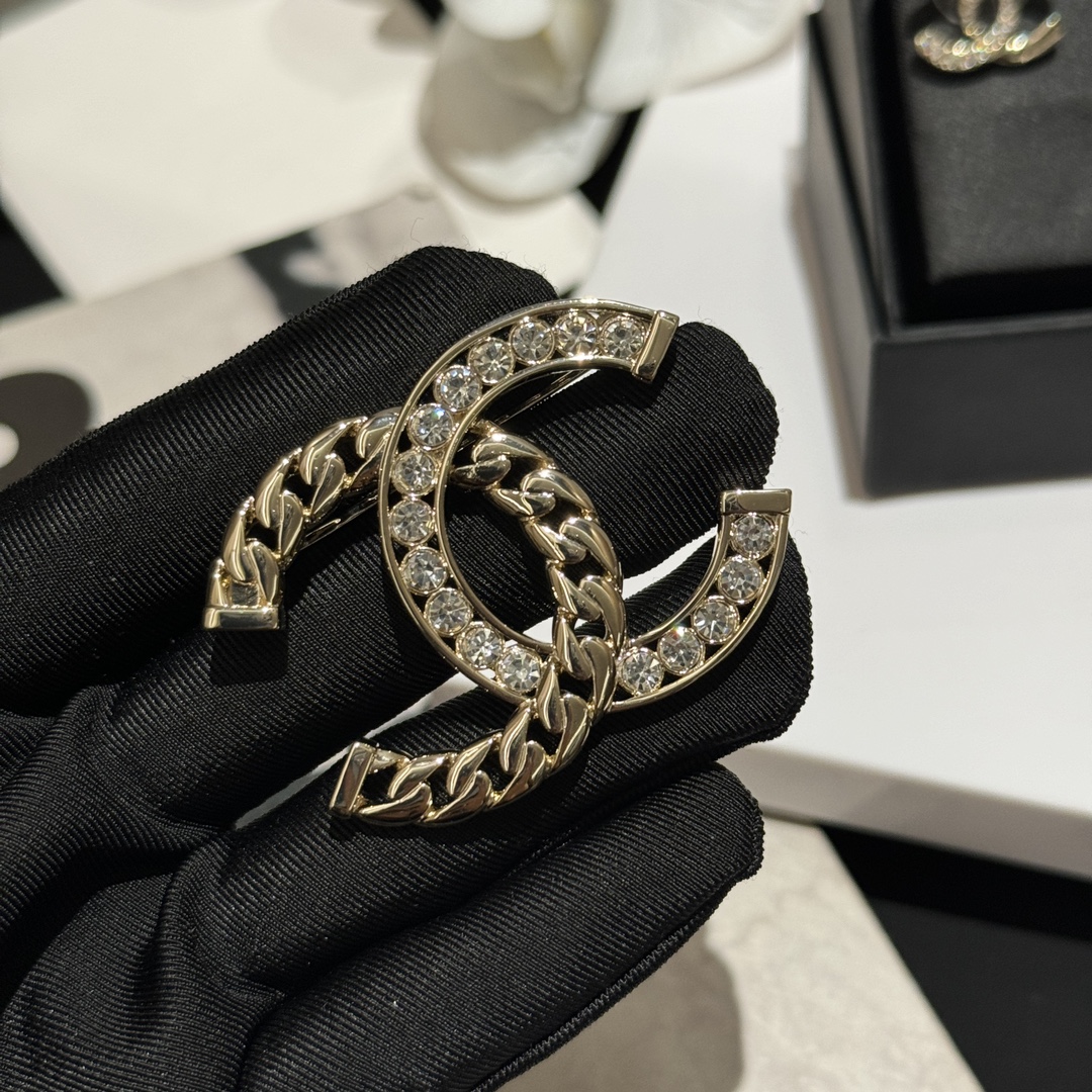 Chanel Light Gold CC Brooch Bracelet Bangle Earrings Necklace - Original Replica Club