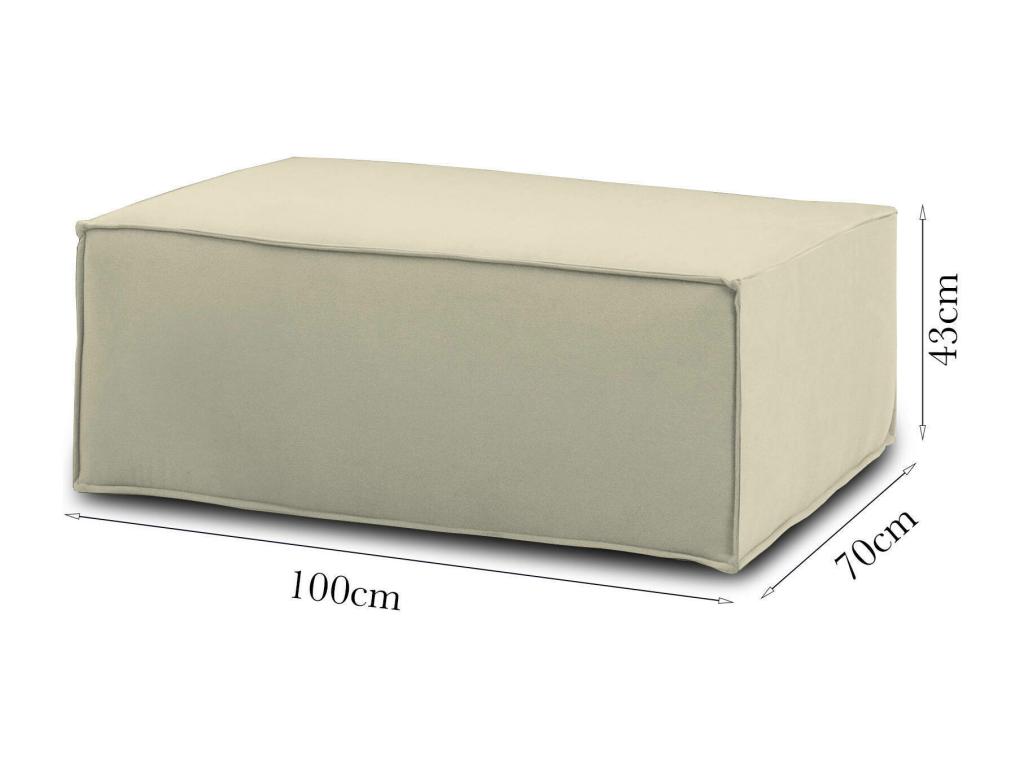 Puff Antonella, Otomana de la sala de estar, 100% Made in Italy, Sillón relax en tela tapizada, Cm 100x70h43, Beige