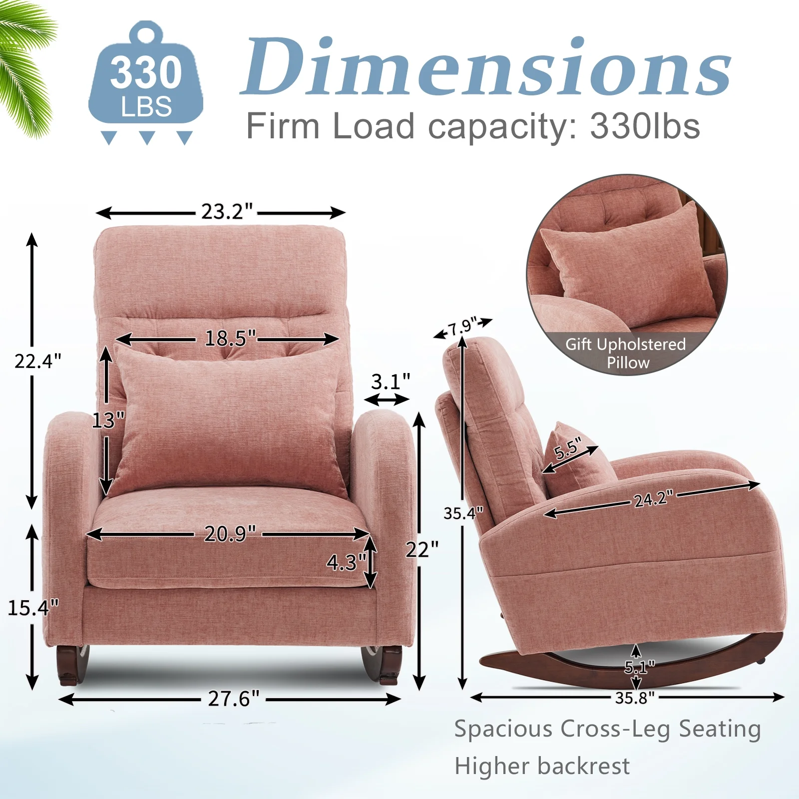 Ktaxon Rocking Accent Chair Glider Reading Chair Comfy Teddy Velvet Upholstered Single Sofa Rocker for Living Room, Nursery, Bedroom Beige - Image 17