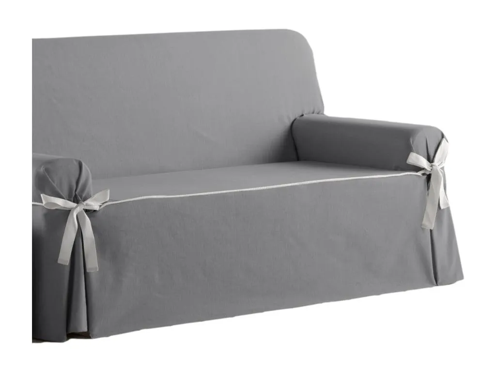 Lluesmahome | Funda elástica para sofá con lazos en tejido Jacquard resistente | Para sofá de 2 plazas (de 140 a 170 cm) | Modelo Lluesmahome Color Gris  HS5149576