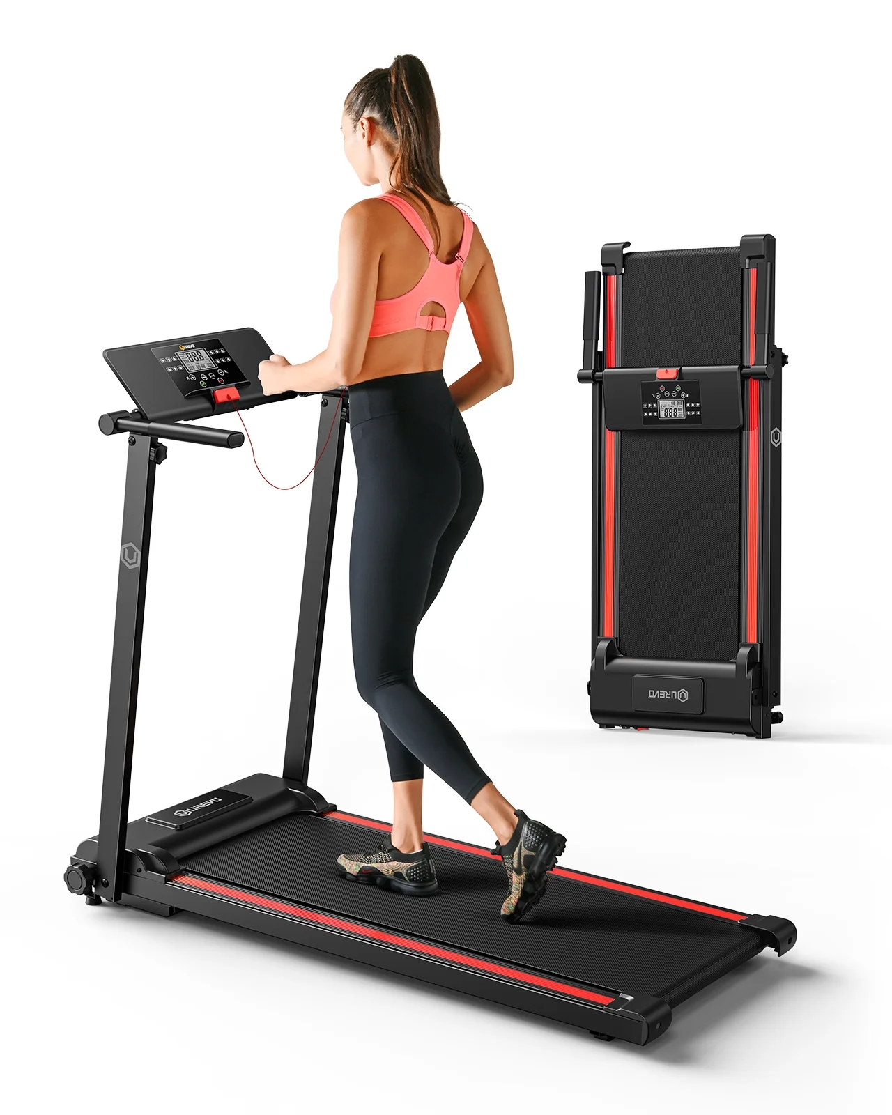 UREVO Folding Treadmill, 2.25HP Portable Mini Treadmills for Home Office, Compact Threadmill with 12 HIIT Modes, LCD Display, 265 lbs Capacity - Image 20